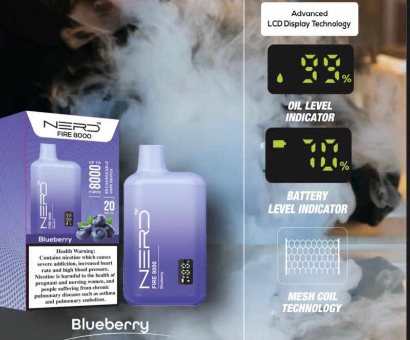 Nerd Fire 8000 Puffs Disposable Vape (2% Nicotine) In UAE - Image 2