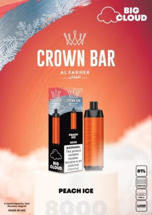 Al Fakher Peach Ice Crown Bar 8000 Puffs Disposable Vape In UAE